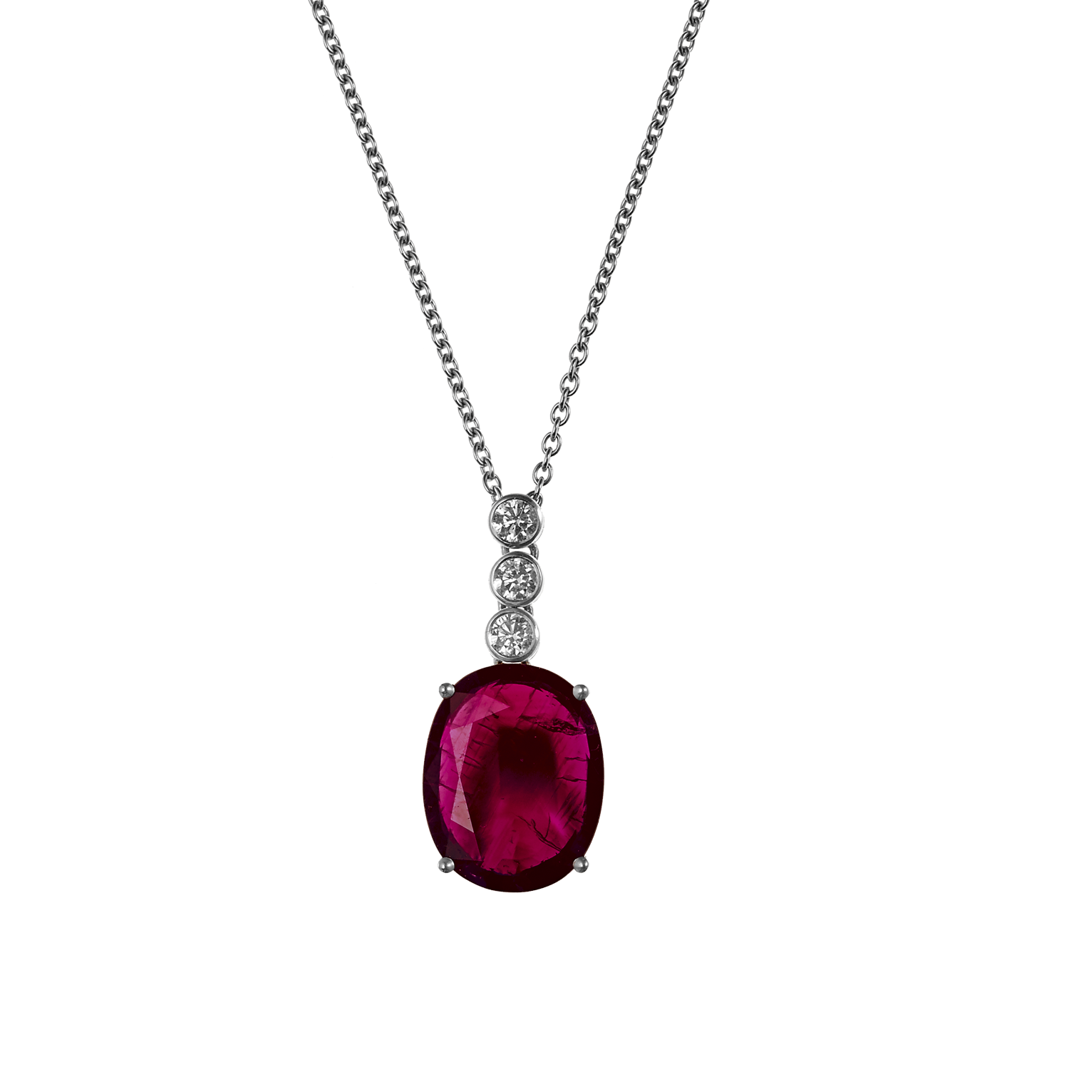 Pendentif chenillettes rubis birman et brillants Gerphagnon