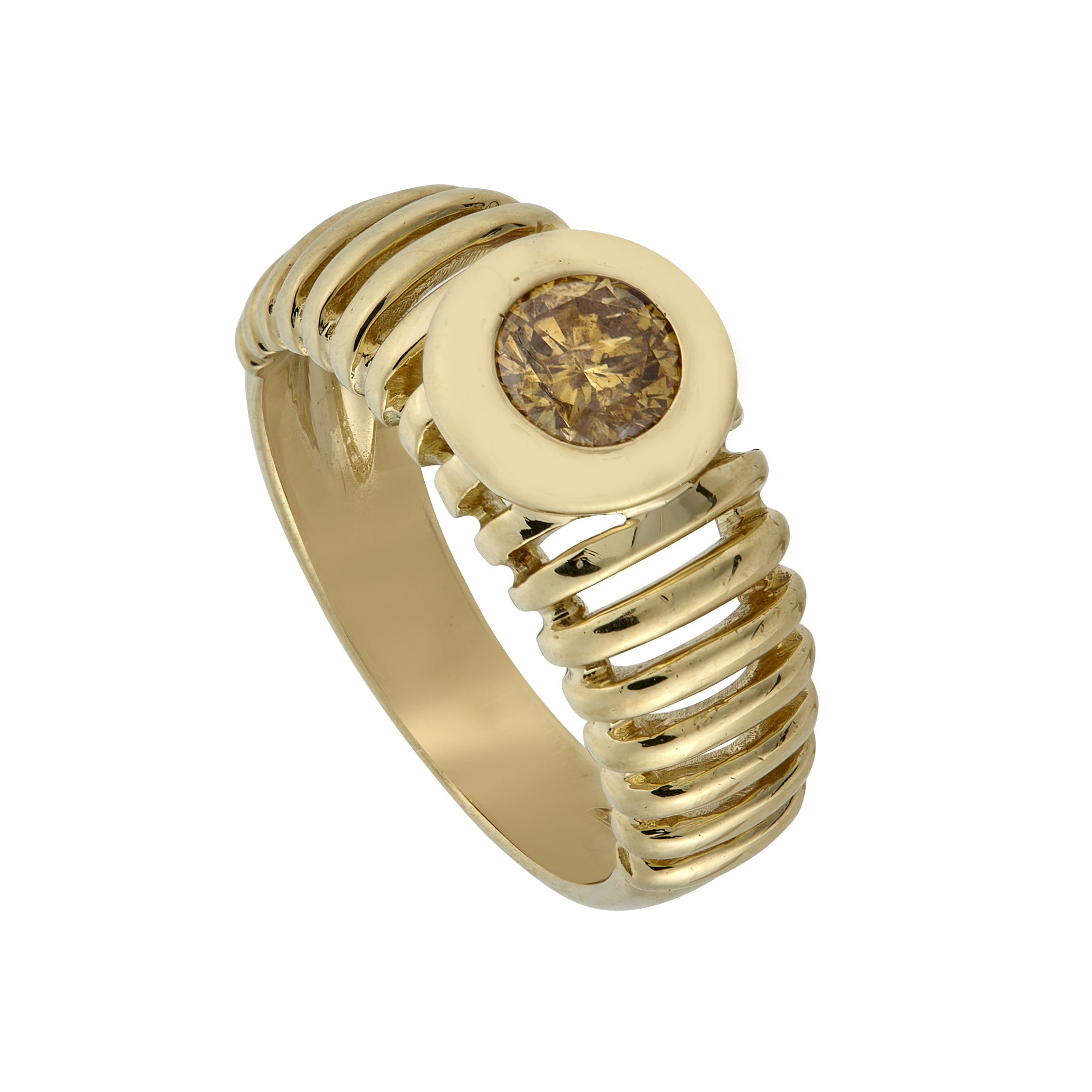 Bague jonc diamant jonquille 0,60 carat Gerphagnon