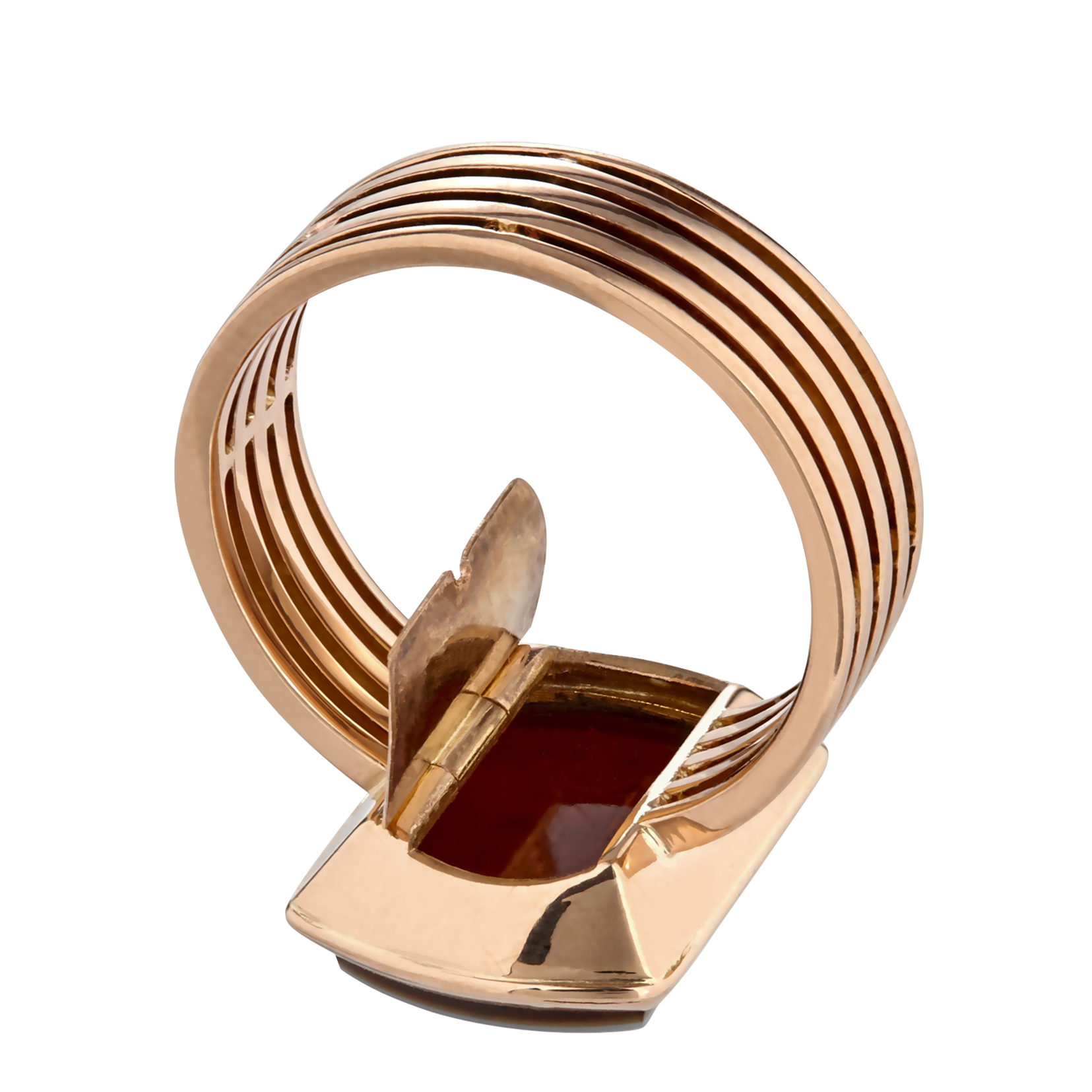 Bague poison Intaille Nicolo Couronne Ducale XIXe Gerphagnon