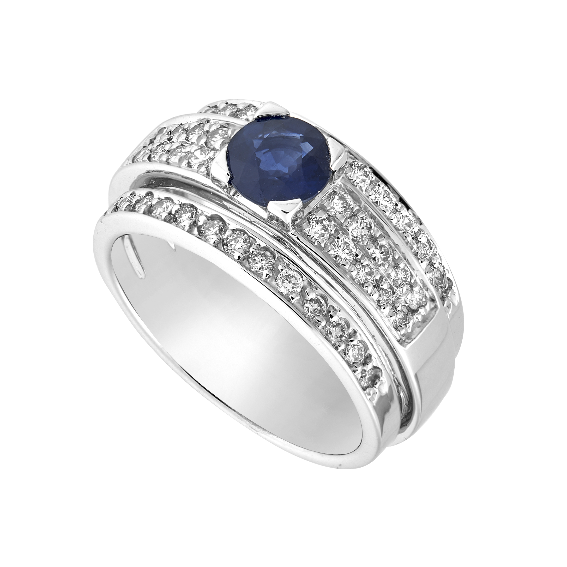 Bague ruban saphir et brillants Gerphagnon