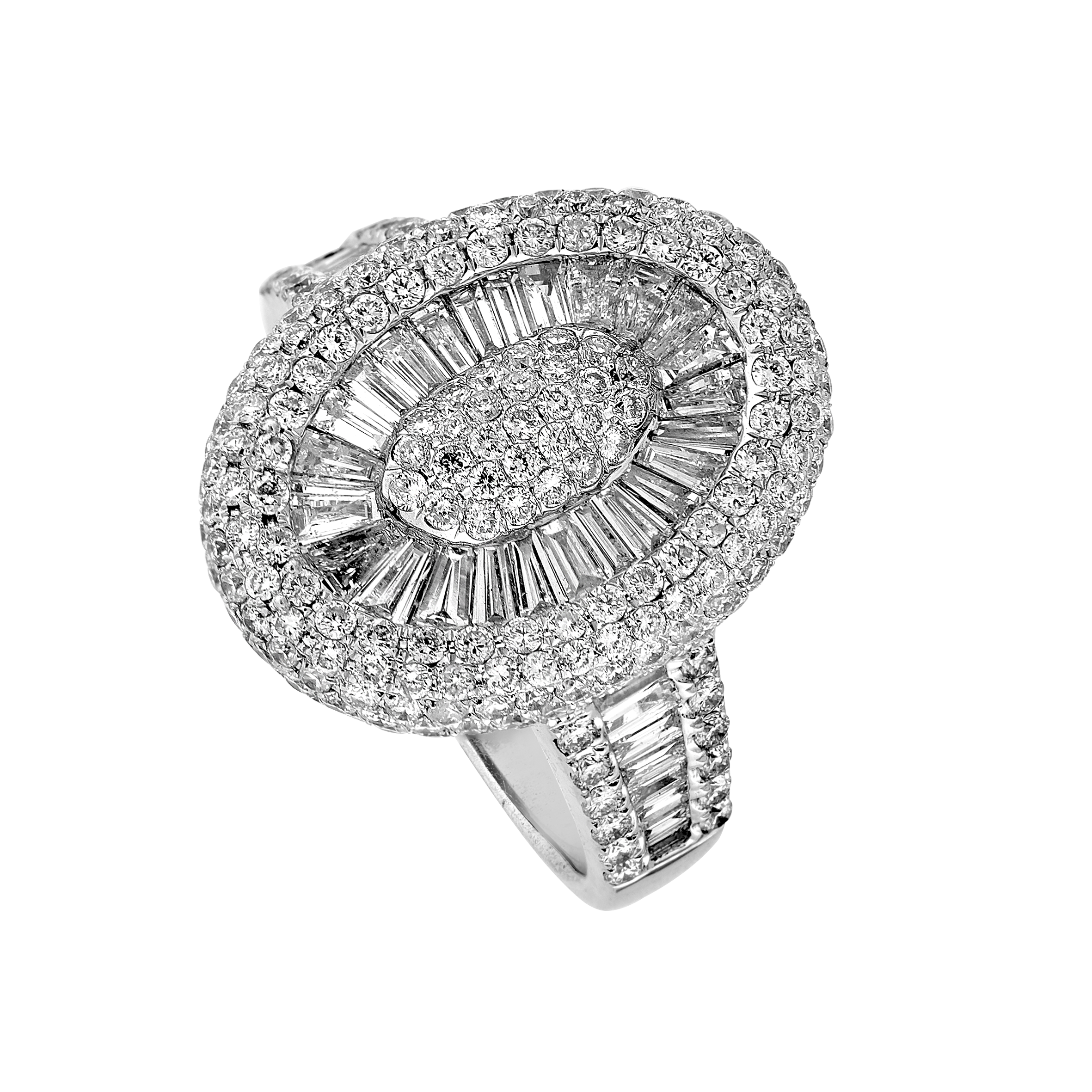 Bague ovale diamants baguettes 3 carats Gerphagnon