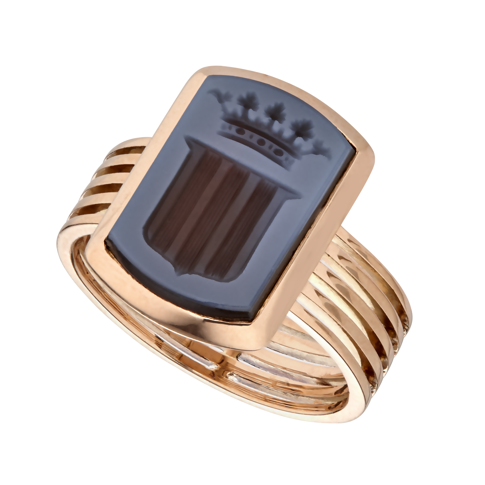 Bague poison Intaille Nicolo Couronne Ducale XIXe Gerphagnon