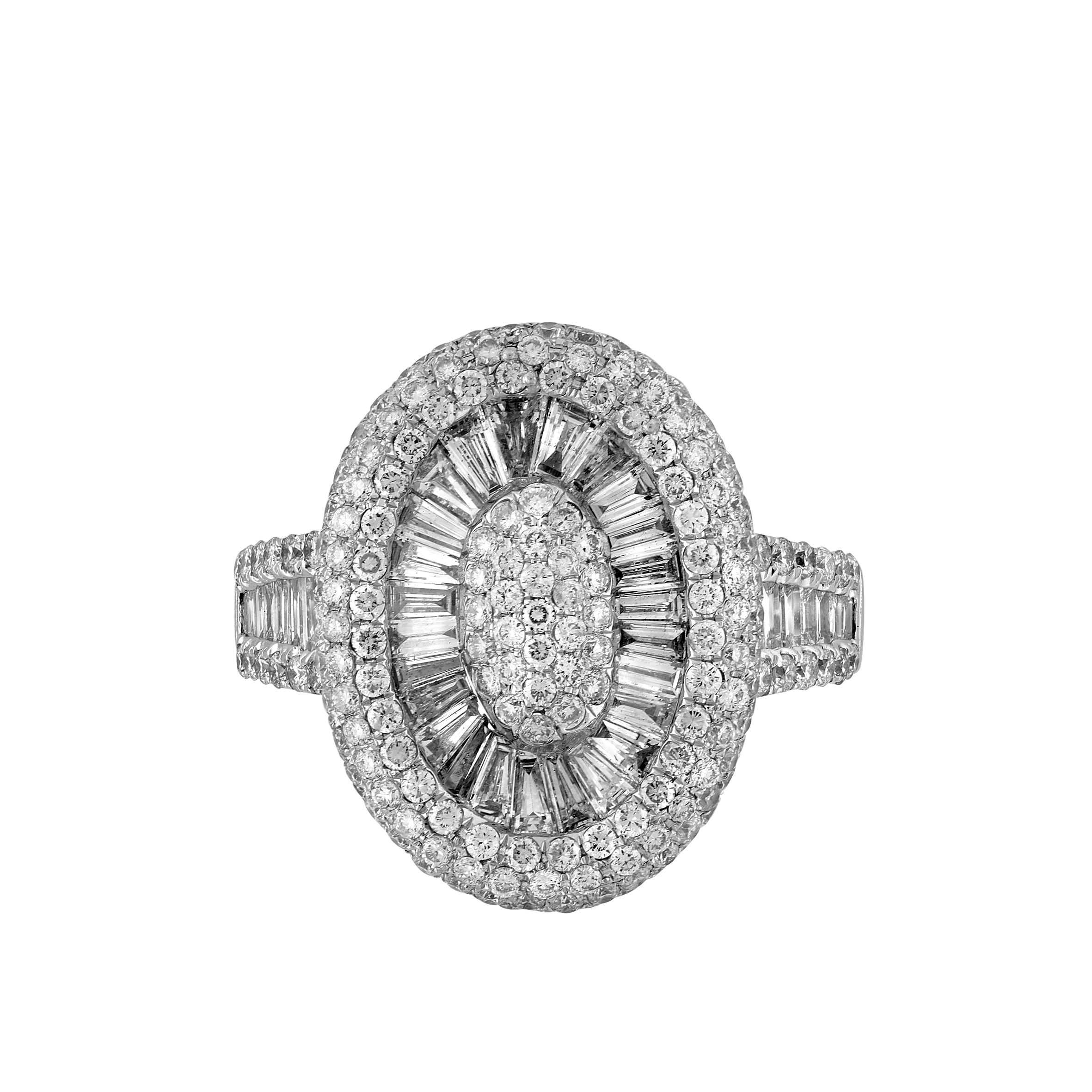 Bague ovale diamants baguettes 3 carats Gerphagnon