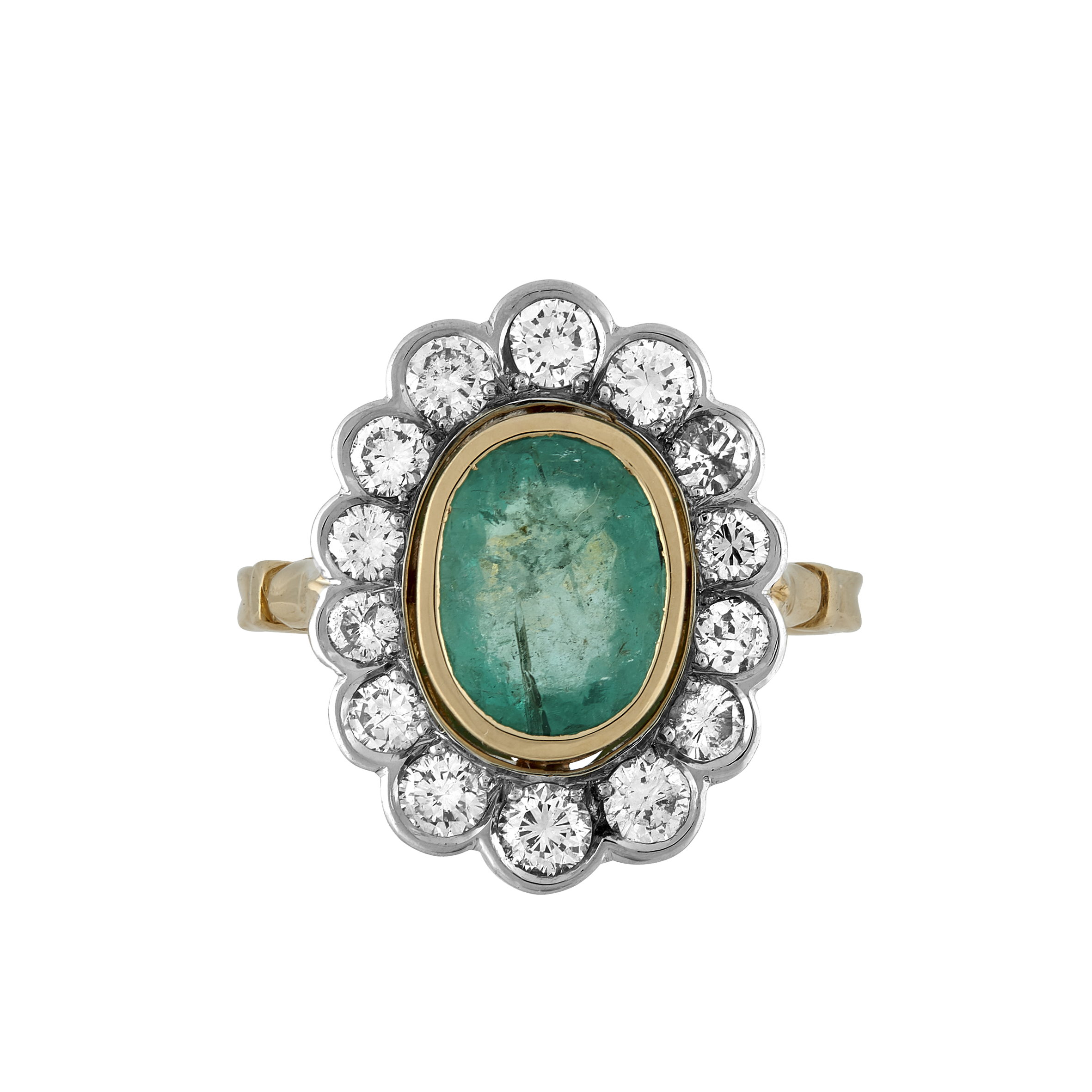 Bague festonnée émeraude certifiée et diamants Gerphagnon