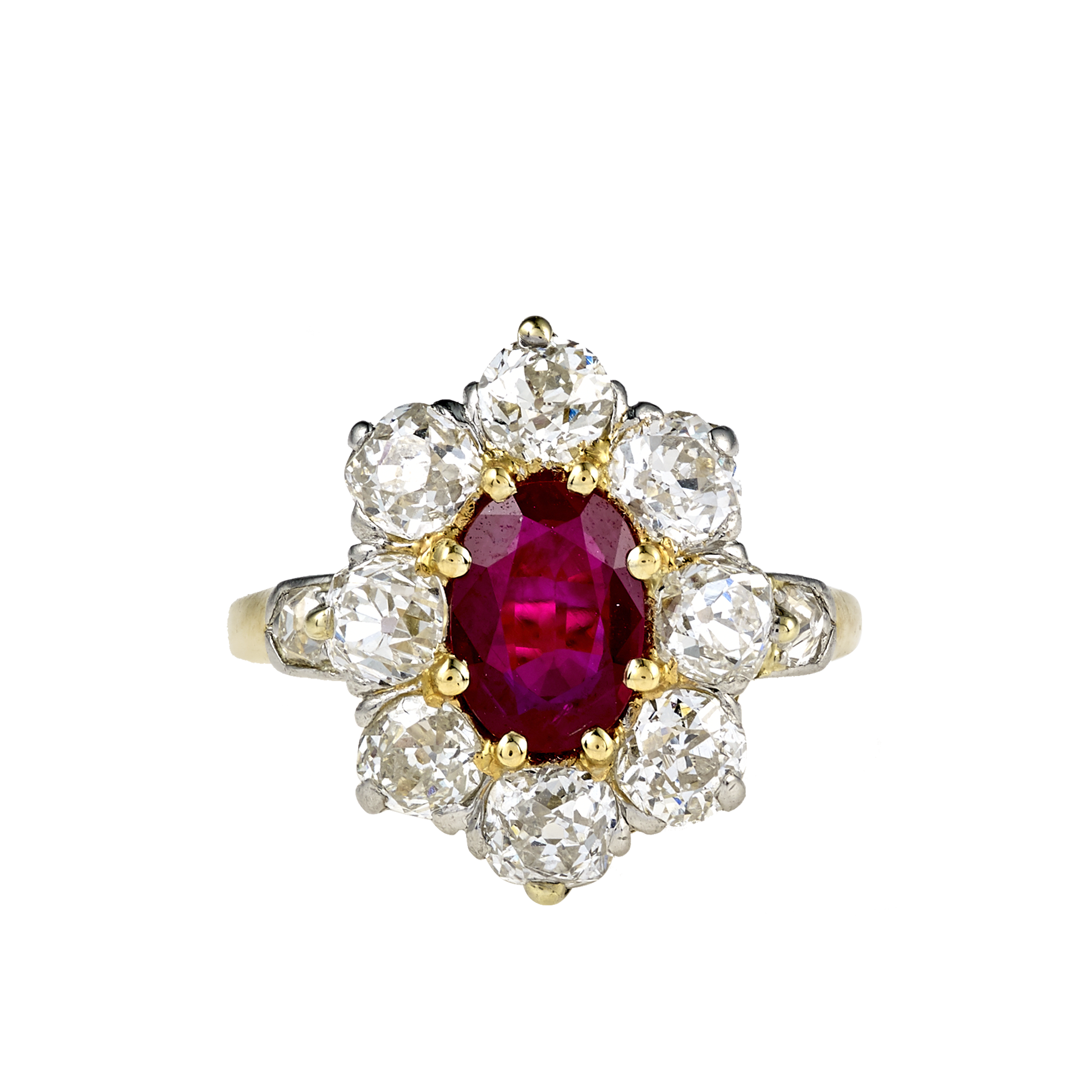 Bague Pompadour Rubis Et Diamants vers 1880 Gerphagnon