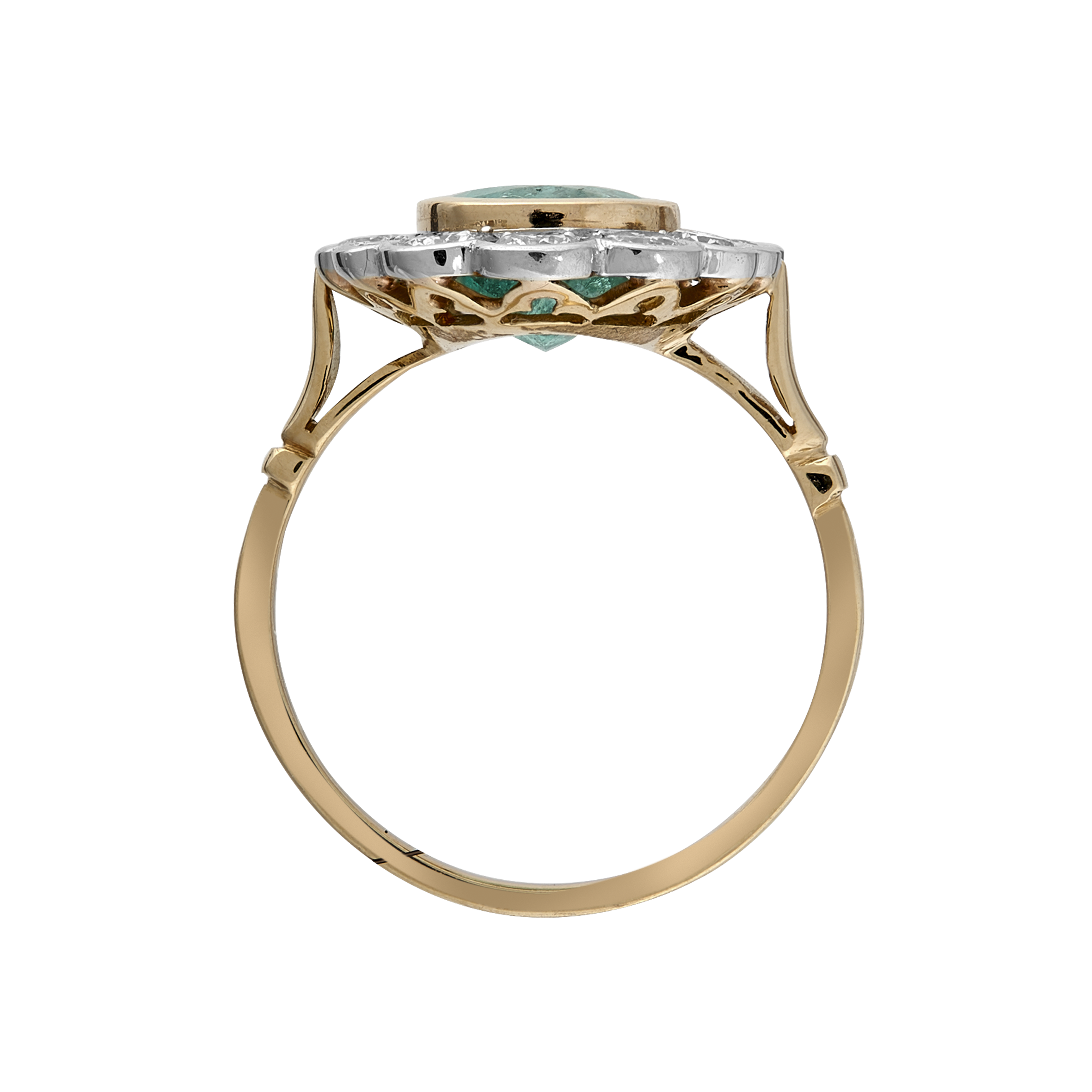 Bague festonnée émeraude certifiée et diamants Gerphagnon