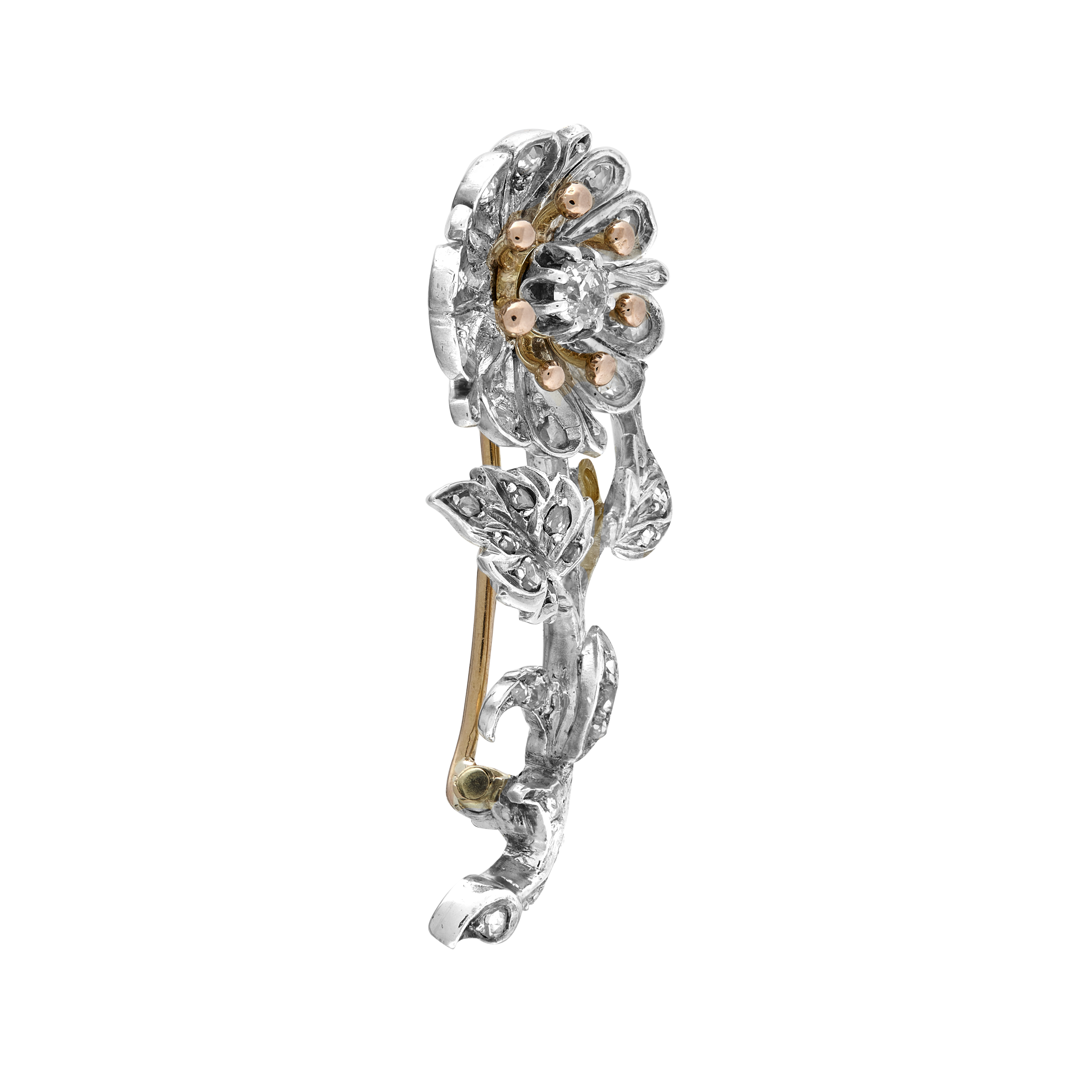 Broche fleur diamants vers 1870 Gerphagnon