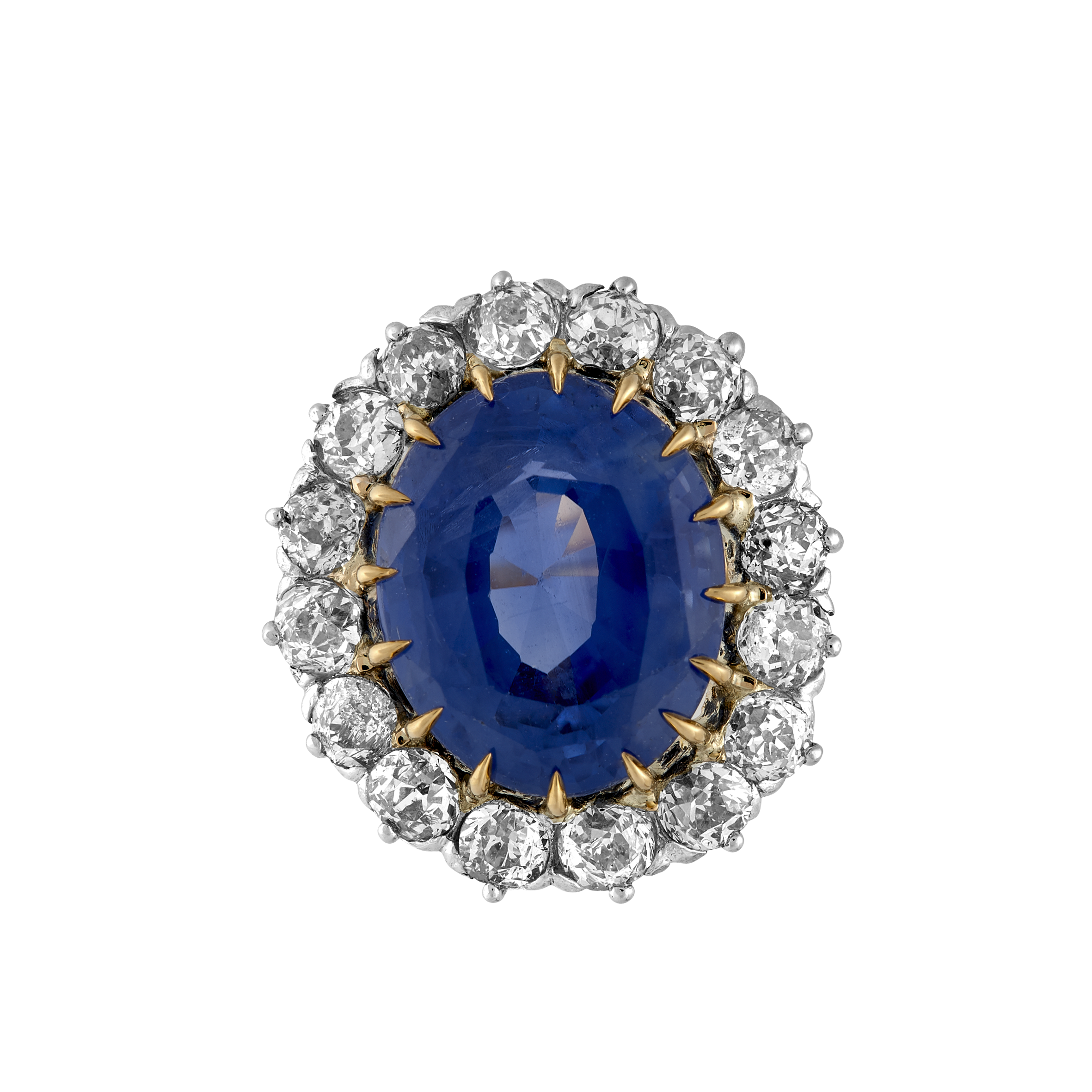 Bague "Pompadour" saphir certifié non chauffé 10,06 carats et diamants Gerphagnon