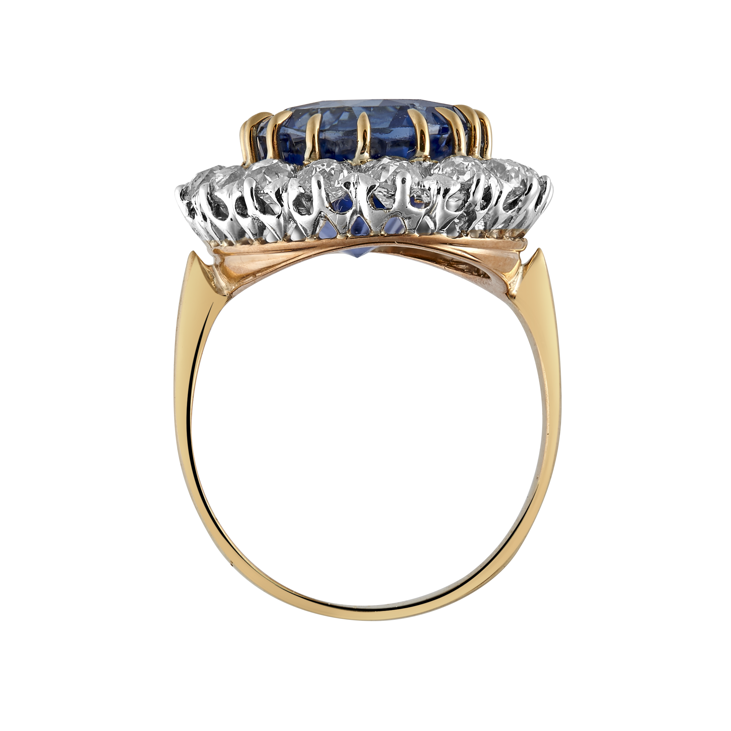 Bague "Pompadour" saphir certifié non chauffé 10,06 carats et diamants Gerphagnon