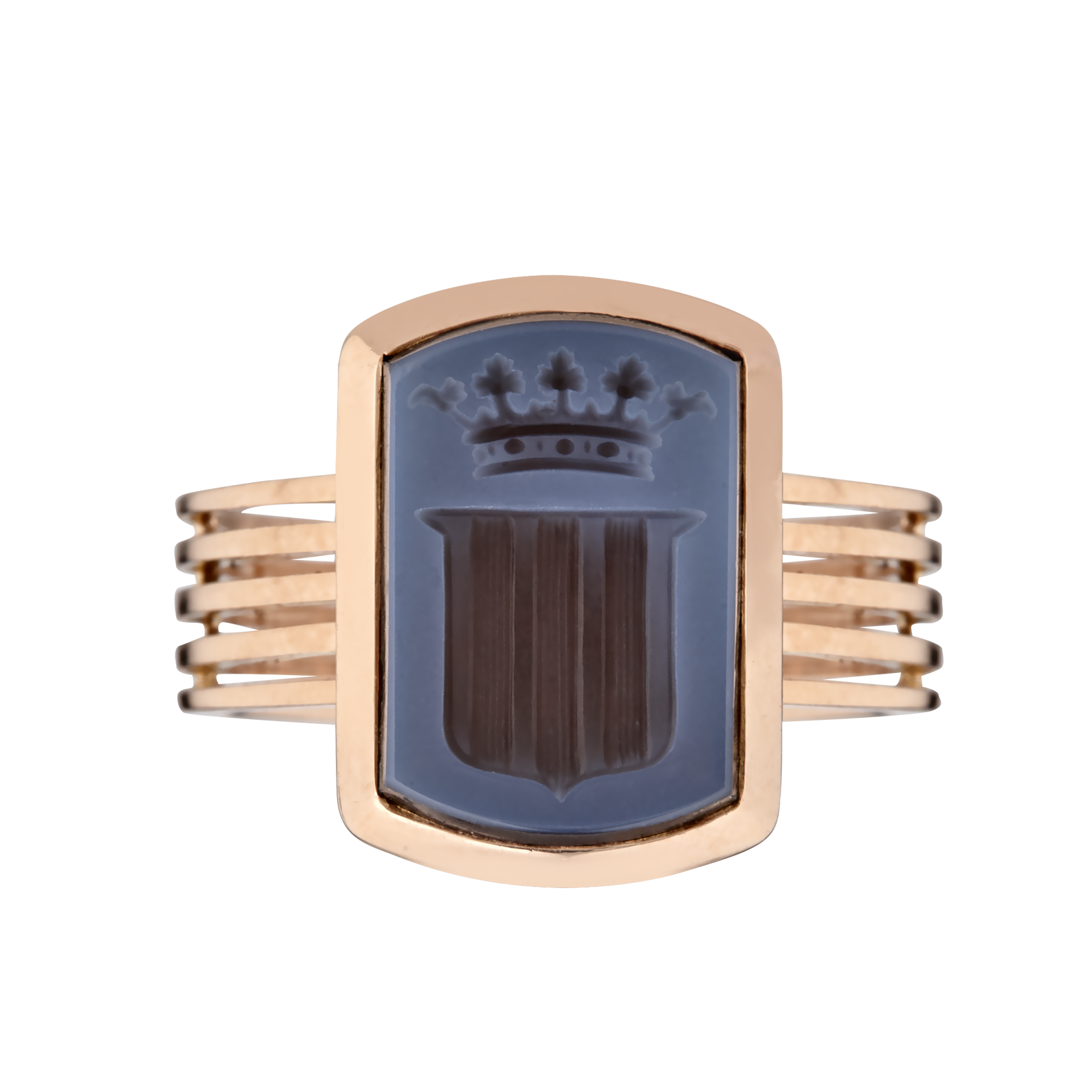 Bague poison Intaille Nicolo Couronne Ducale XIXe Gerphagnon