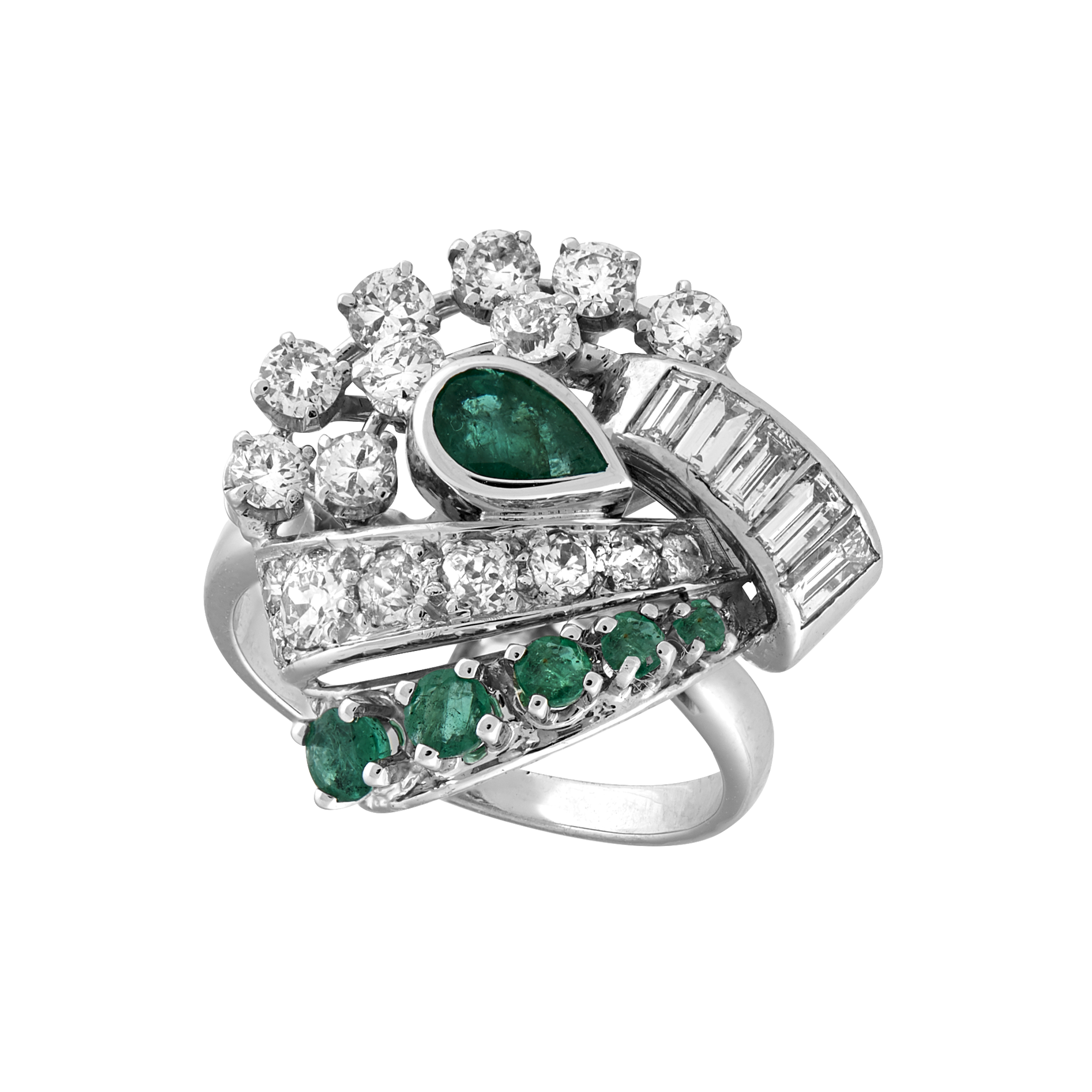 Bague émeraudes et diamants vers 1950 (signée Mellerio) Gerphagnon