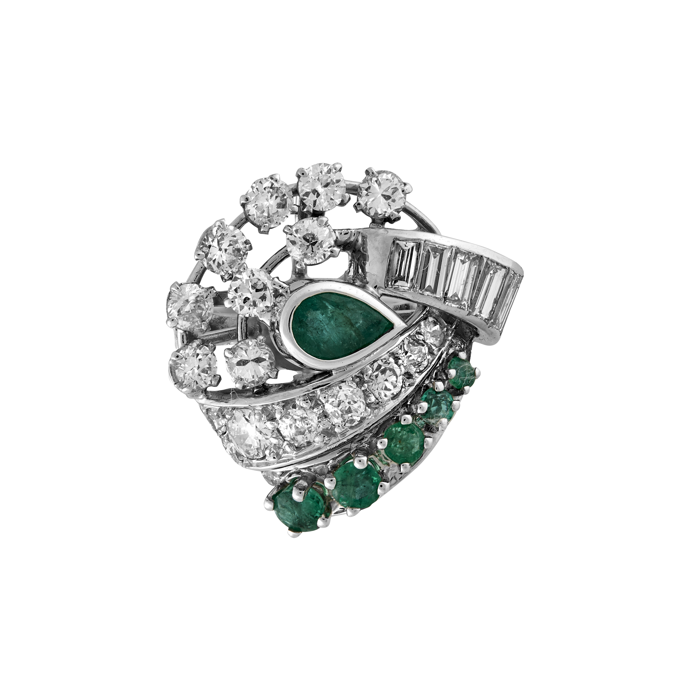 Bague émeraudes et diamants vers 1950 (signée Mellerio) Gerphagnon