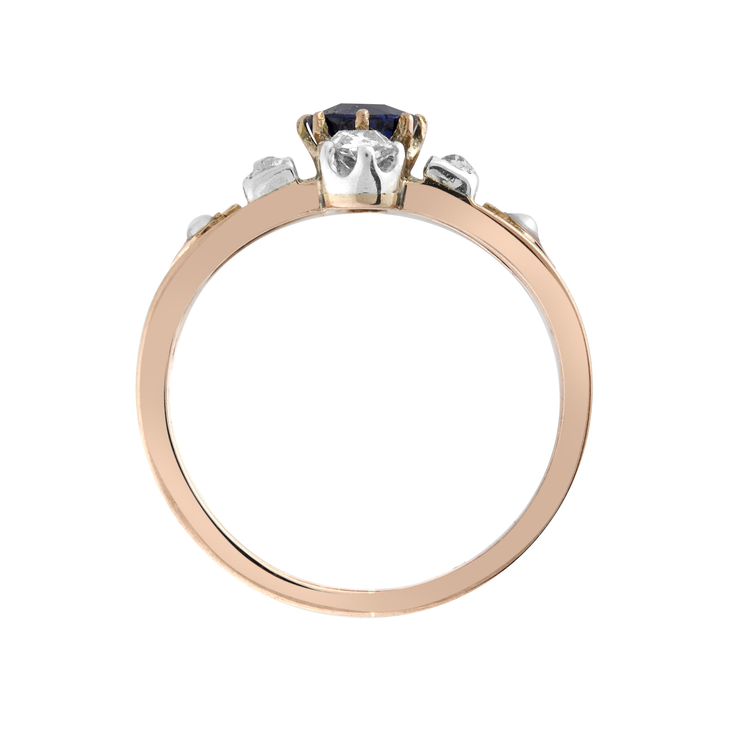 Bague saphir, diamants et demi-perles fines vers 1860 Gerphagnon