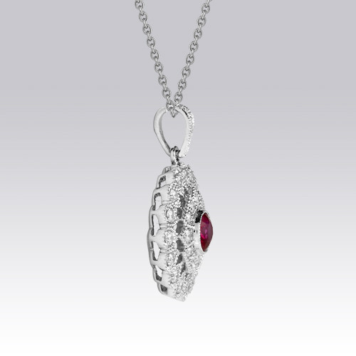 Pendentif rosace rubis et brillants Gerphagnon