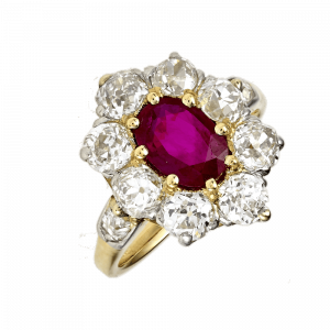 Bague Pompadour Rubis Et Diamants vers 1880