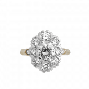 Bague pompadour ovale diamants