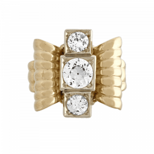 Bague noeud diamants et godrons vers 1950