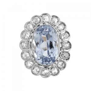 Bague festonnée aigue-marine et diamants vers 1920