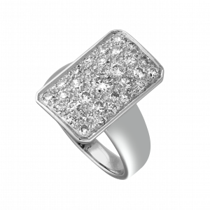 Bague rectangle pavée brilants vers 1950