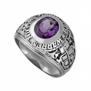 Chevalière universitaire améthyste