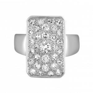 Bague rectangle pavée brilants vers 1950
