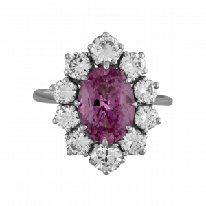 Bague marguerite saphir rose et brillants