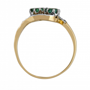 Bague "Toi et Moi" émeraudes diamants taille rose fin XIXe