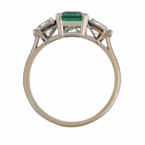 Bague trilogie émeraude et diamants