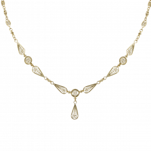 Collier filigrané motif goutte vers 1910
