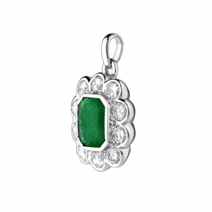Pendentif festonné émeraude et diamants