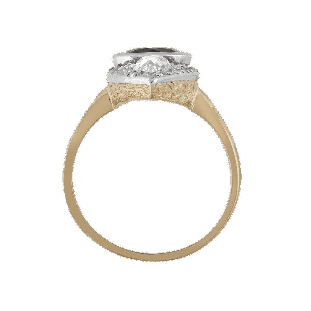 Bague marquise saphir et diamants poires fin XIXe Gerphagnon