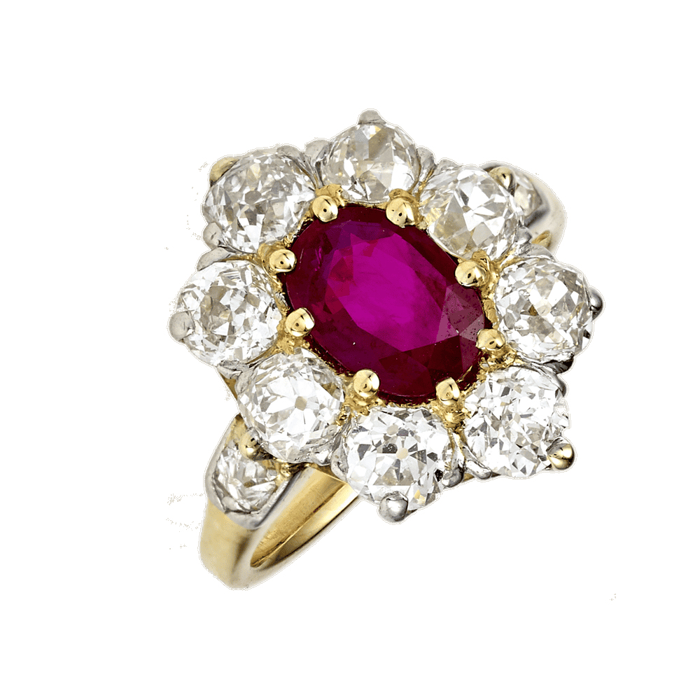 Bague Pompadour Rubis Et Diamants vers 1880 Gerphagnon