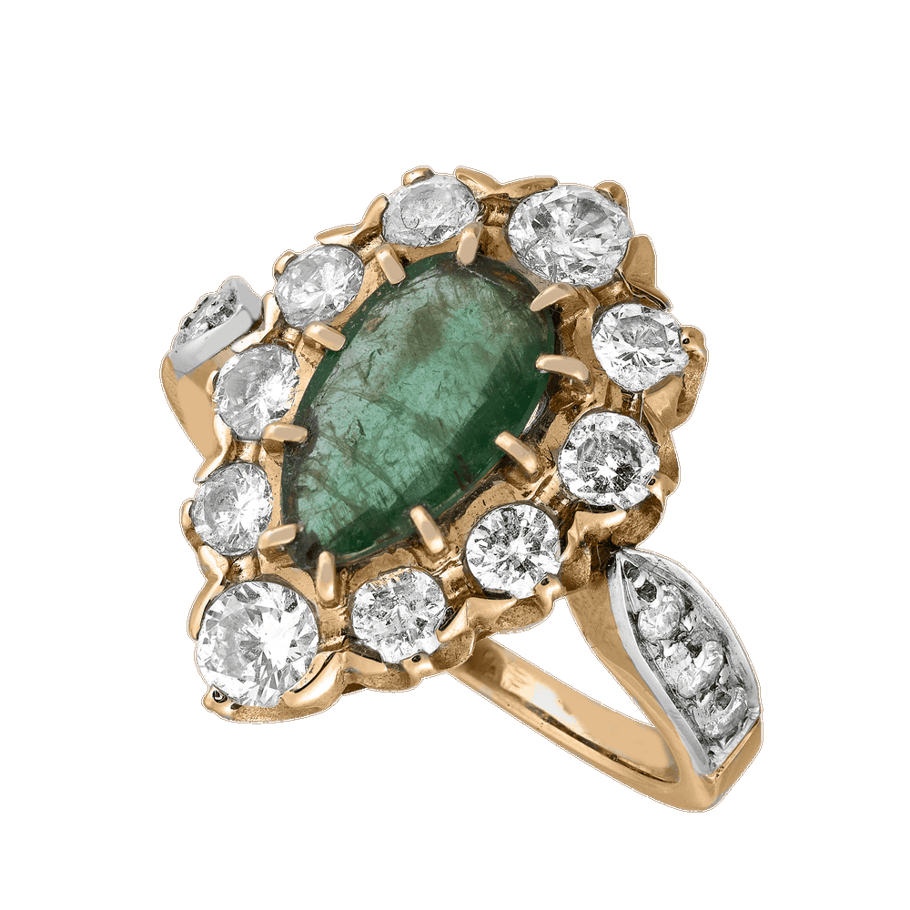Bague émeraude poire et brillants 3 carats Gerphagnon