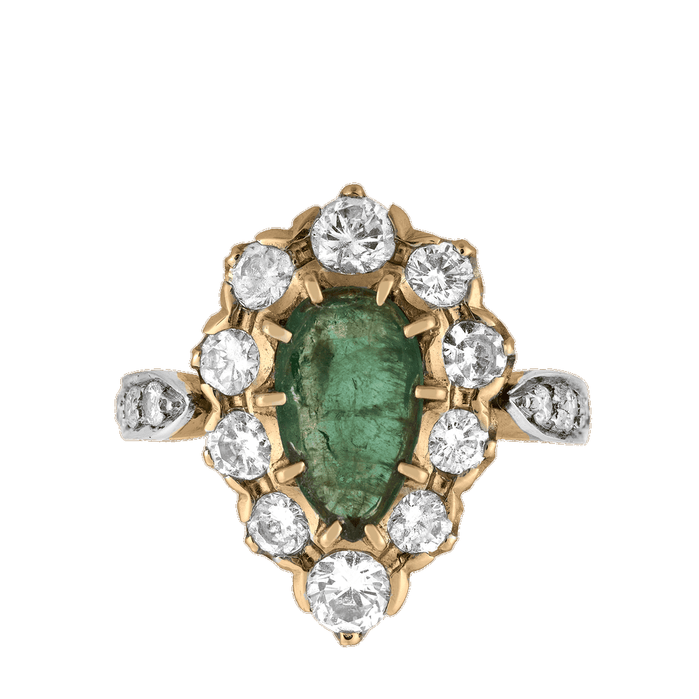 Bague émeraude poire et brillants 3 carats Gerphagnon
