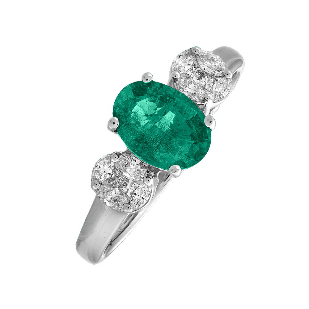 Bague trilogie émeraude et brillants Gerphagnon