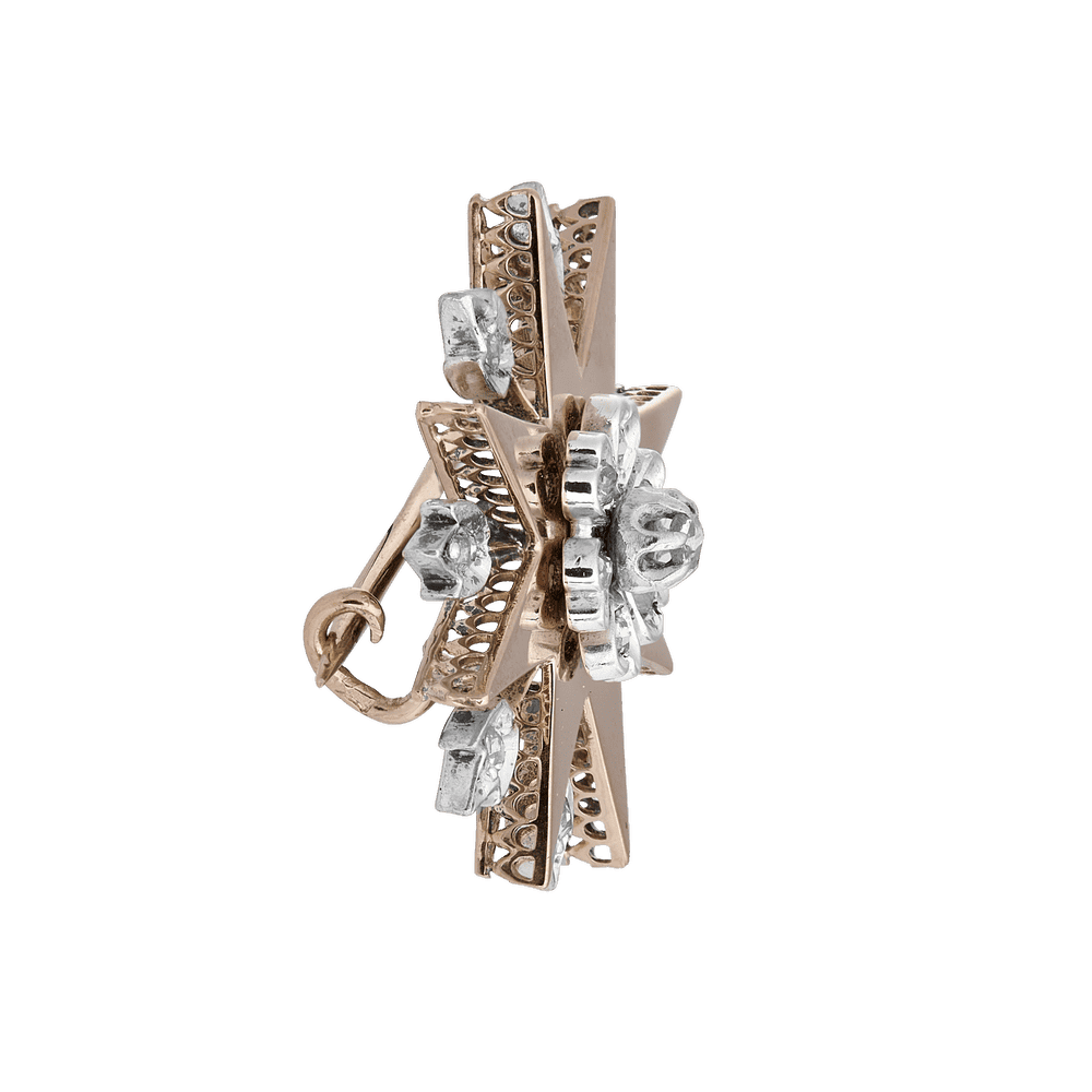 Broche étoile diamants taille rose vers 1860 Gerphagnon