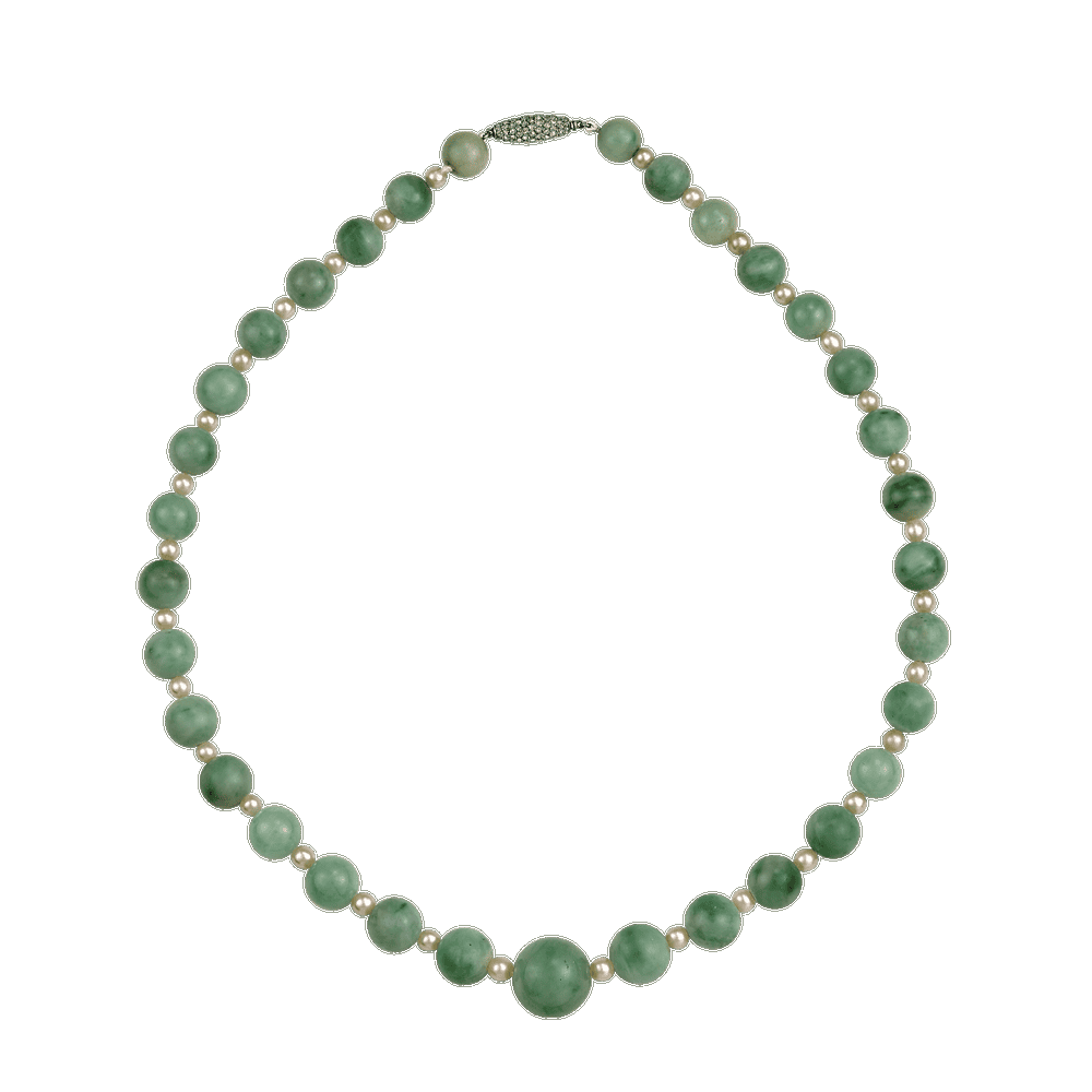 Collier chute jade et perles Gerphagnon