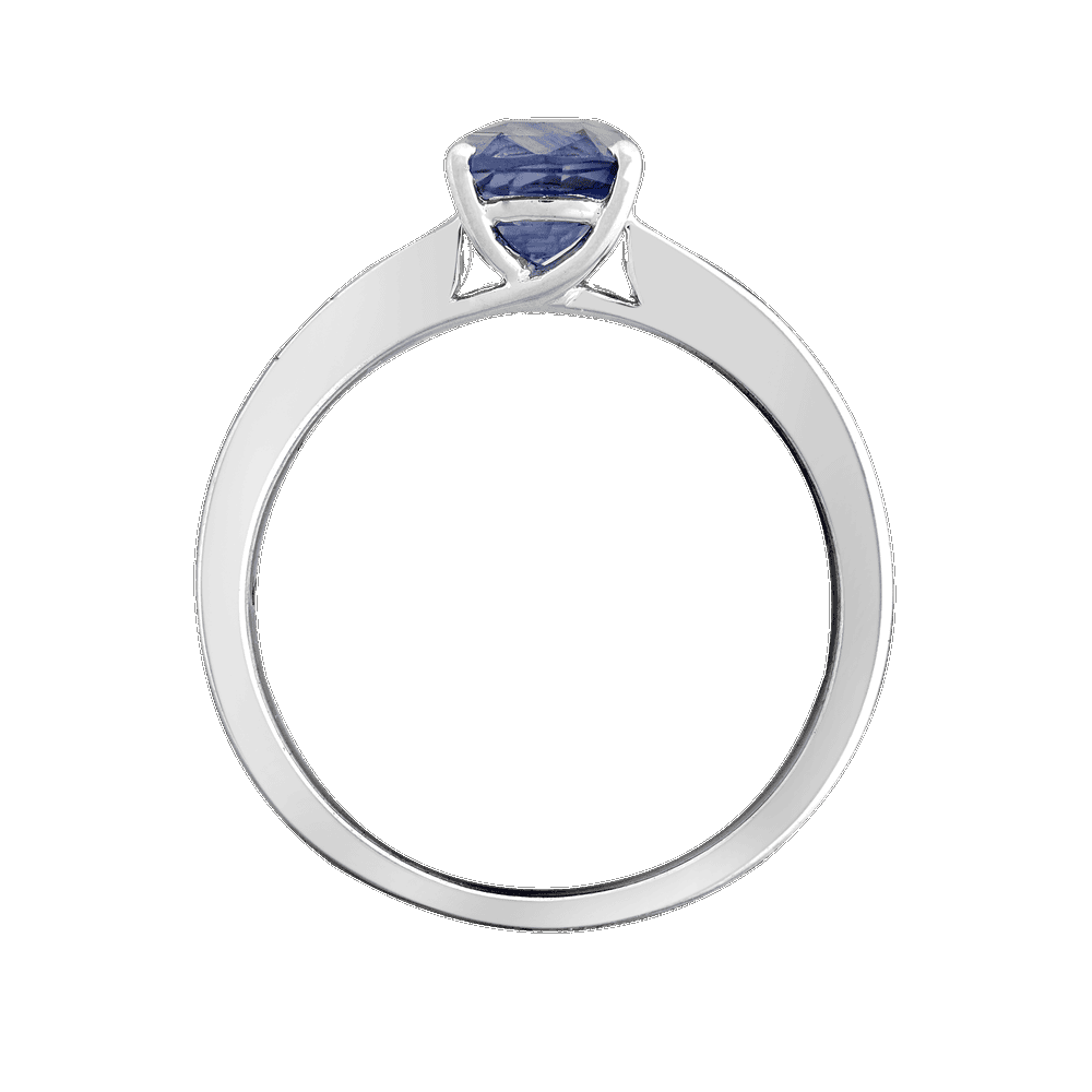 Bague saphir coussin et diamants princesses Gerphagnon