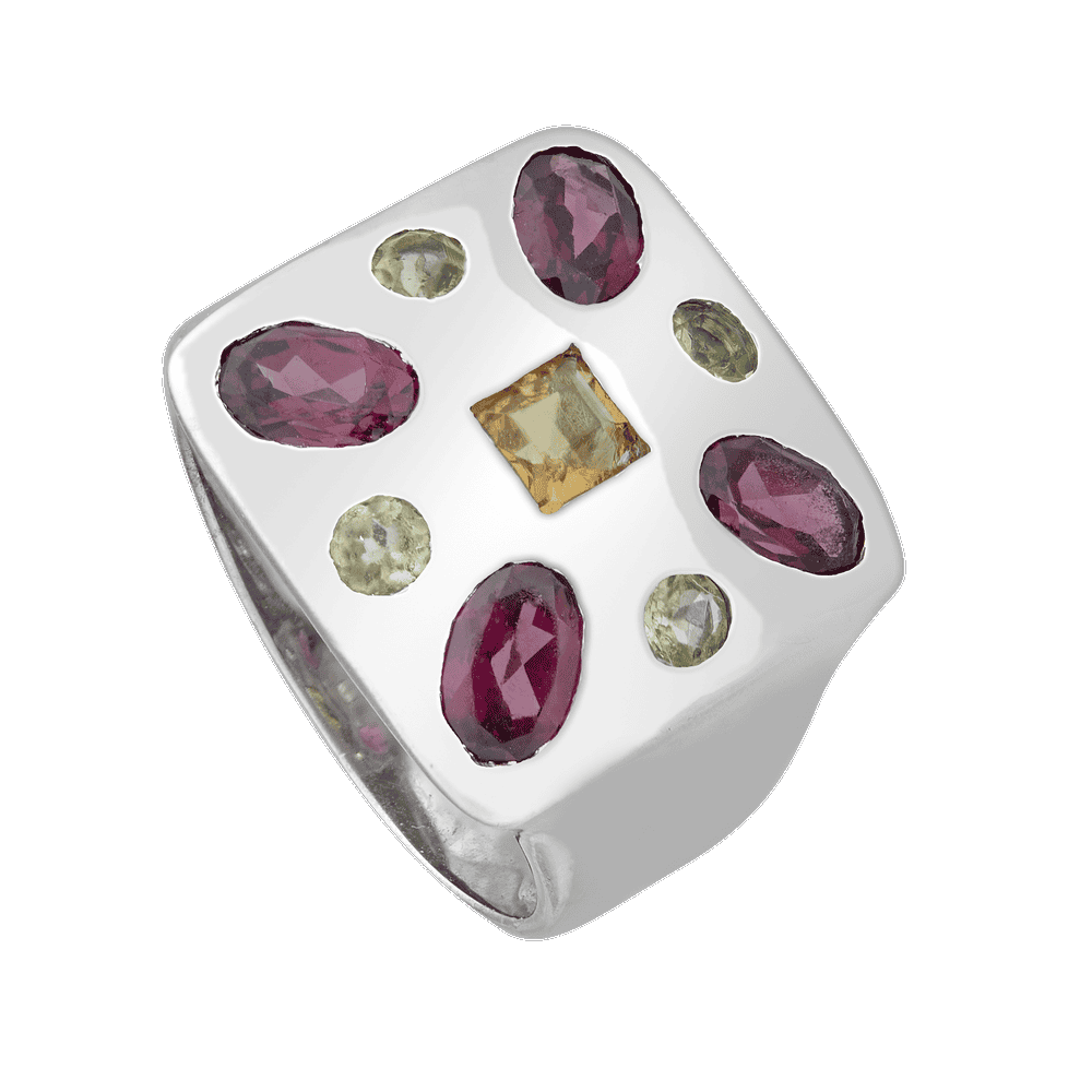 Bague carrée multipierres Gerphagnon