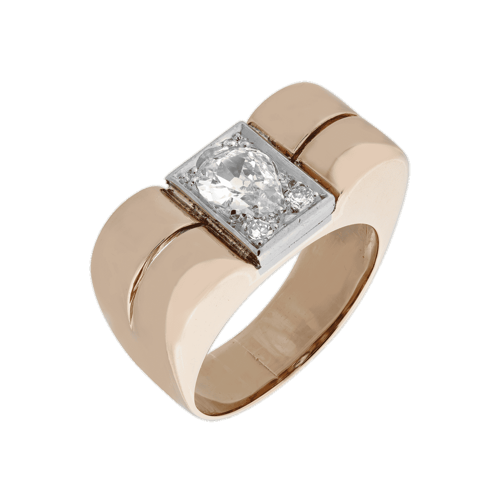 Bague tank diamant taille ancienne 0,80 carat vers 1940 Gerphagnon