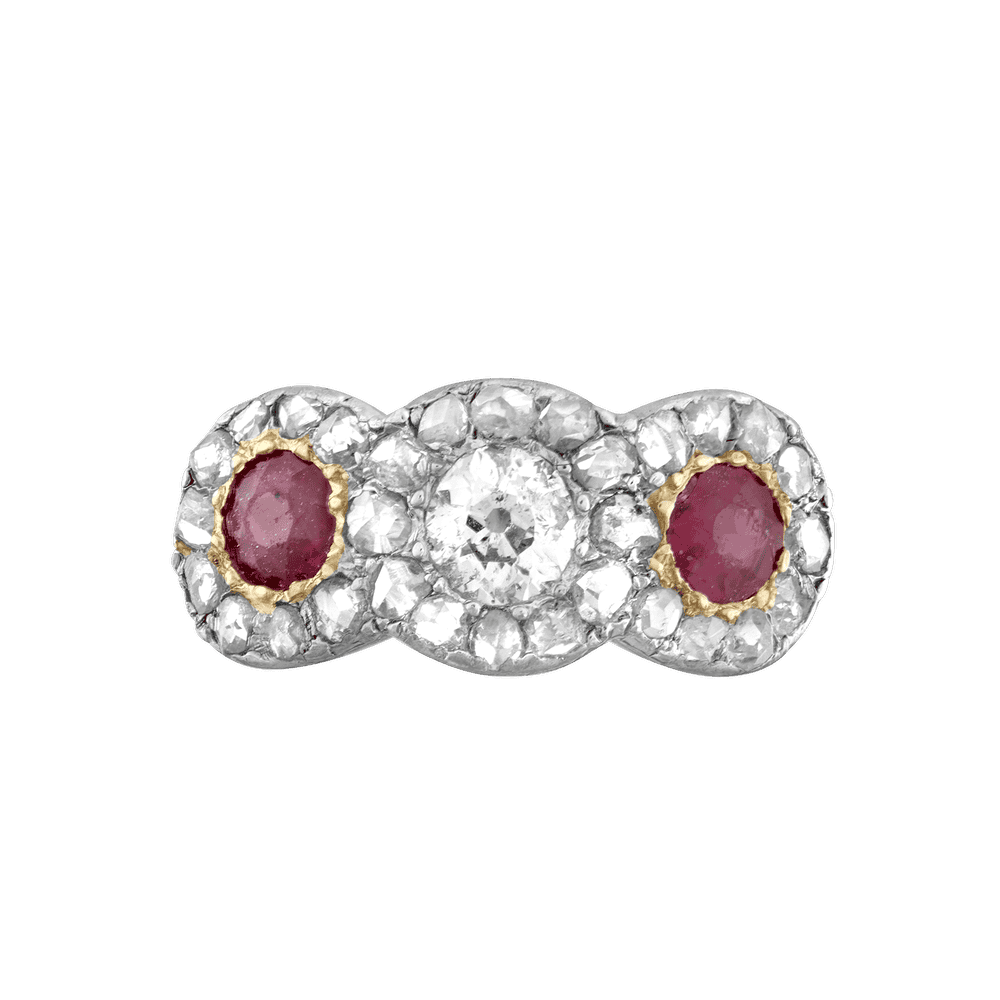 Bague jarretière rubis et diamant vers 1900 Gerphagnon