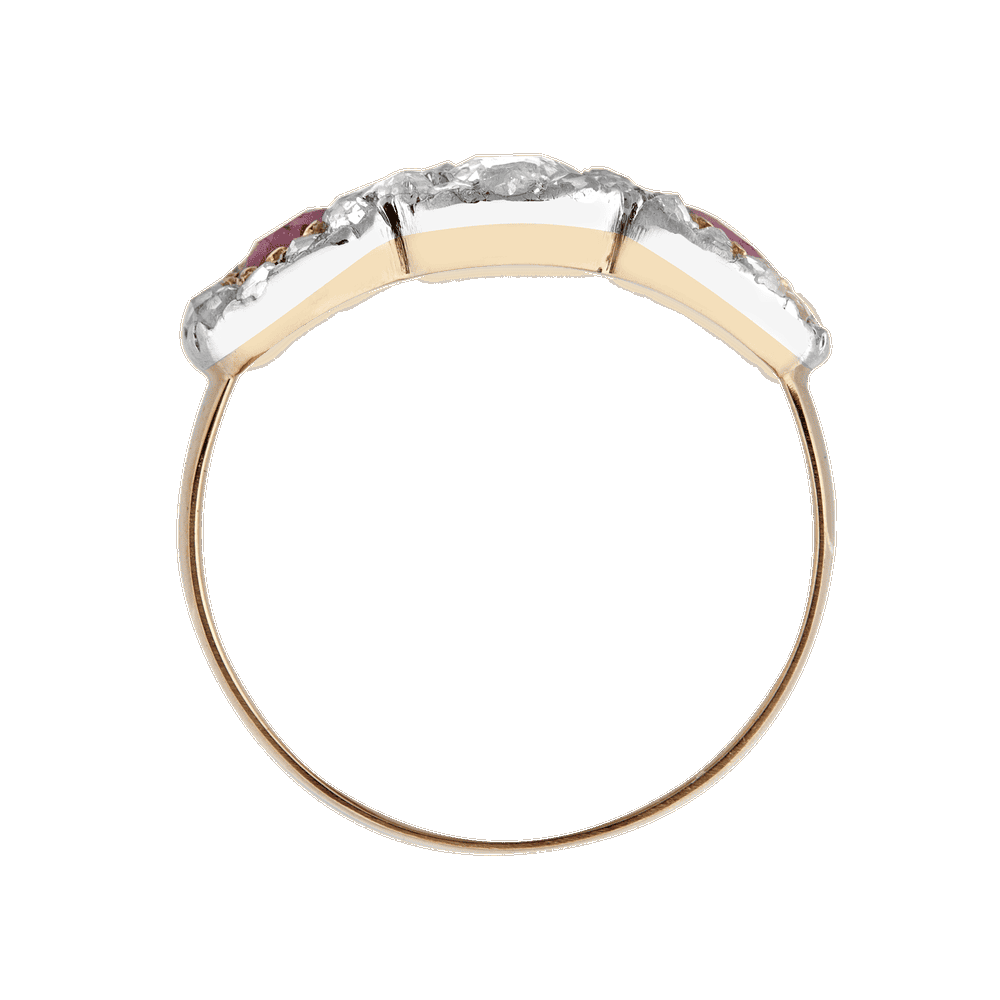 Bague jarretière rubis et diamant vers 1900 Gerphagnon