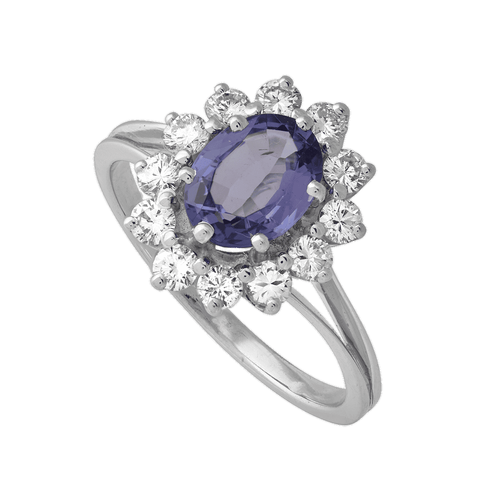 Bague marguerite tanzanite et brillants Gerphagnon