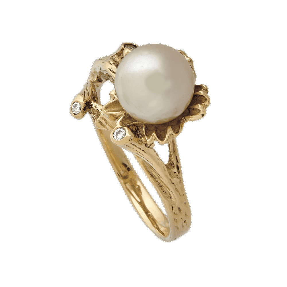 Bague perle et brillants Gerphagnon