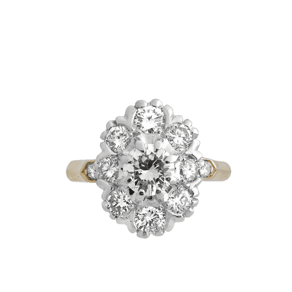 Bague pompadour ovale diamants Gerphagnon