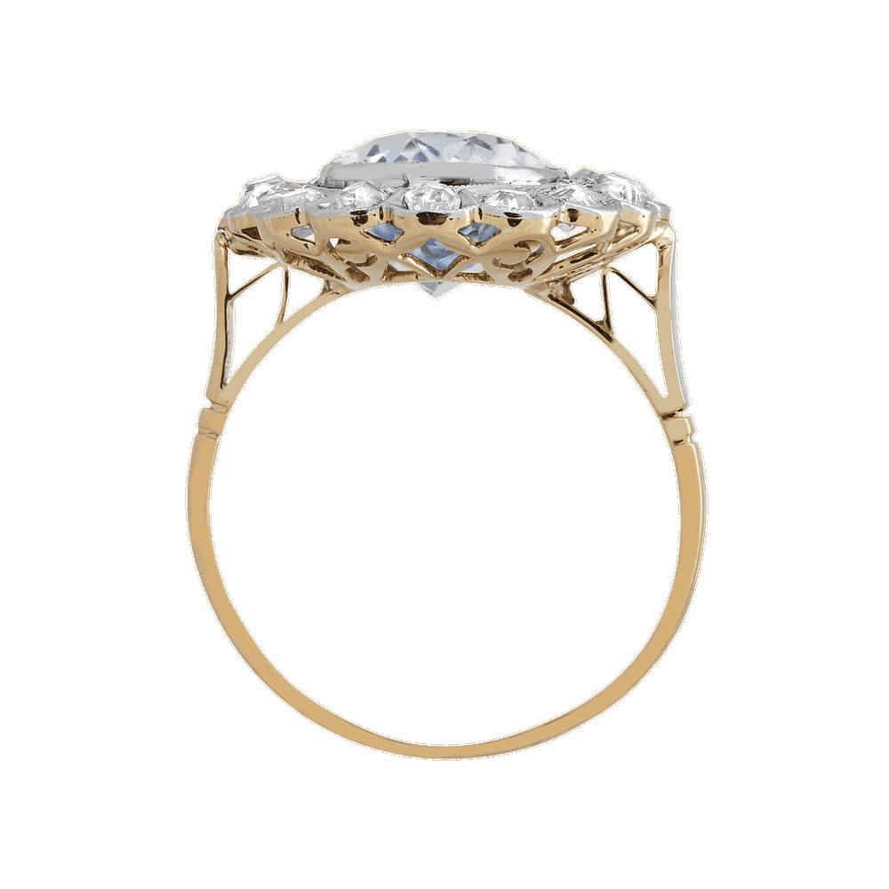 Bague festonnée aigue-marine et diamants vers 1920 Gerphagnon