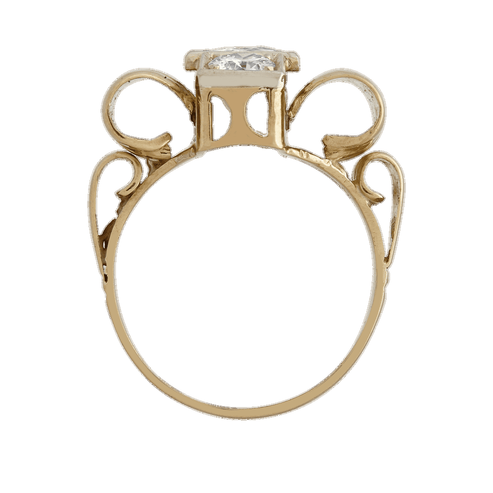 Bague noeud diamants et godrons vers 1950 Gerphagnon