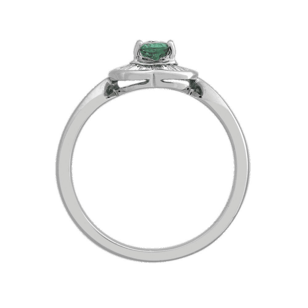 Bague Coeur émeraude poire et diamants baguettes Gerphagnon