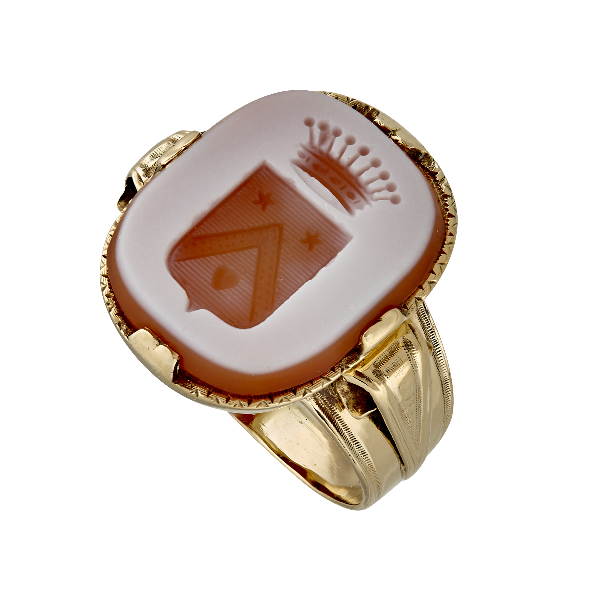 Bague intaille cornaline couronne comtale fin XIXe Gerphagnon