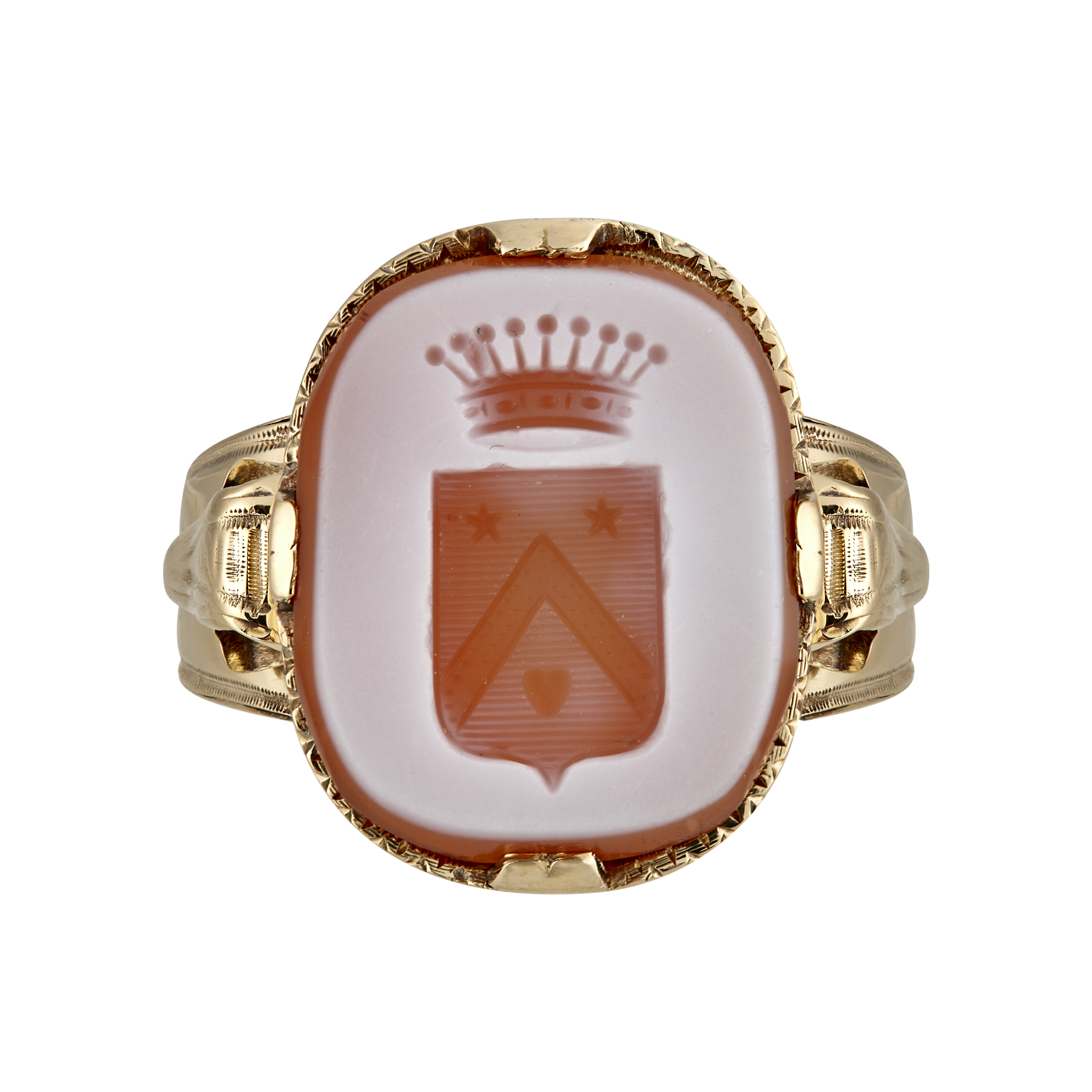 Bague intaille cornaline couronne comtale fin XIXe Gerphagnon